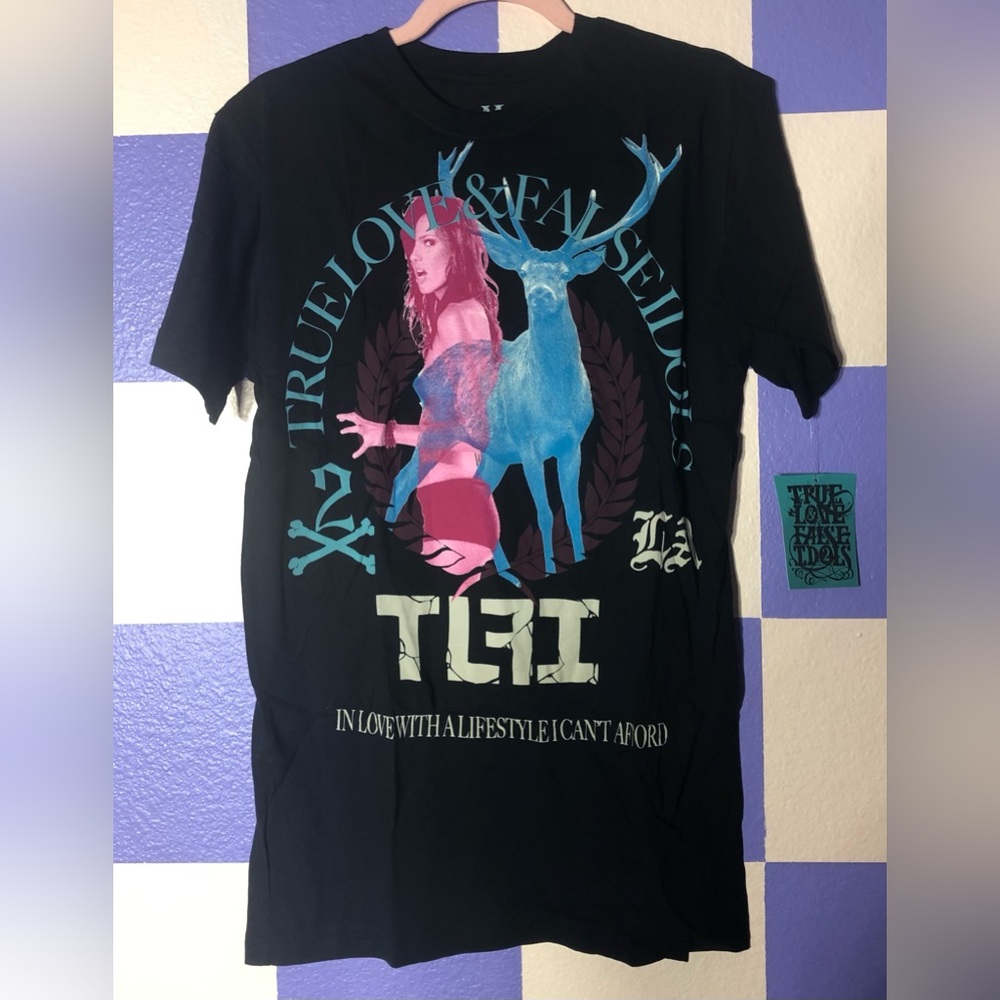 NWT True Love False Idols Stag Party Y2K Lady and Deer Black Tee - Size M